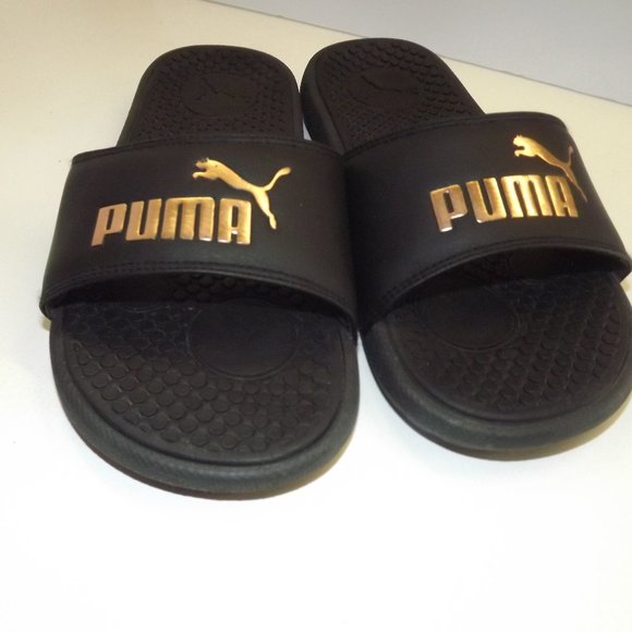puma black flip flops